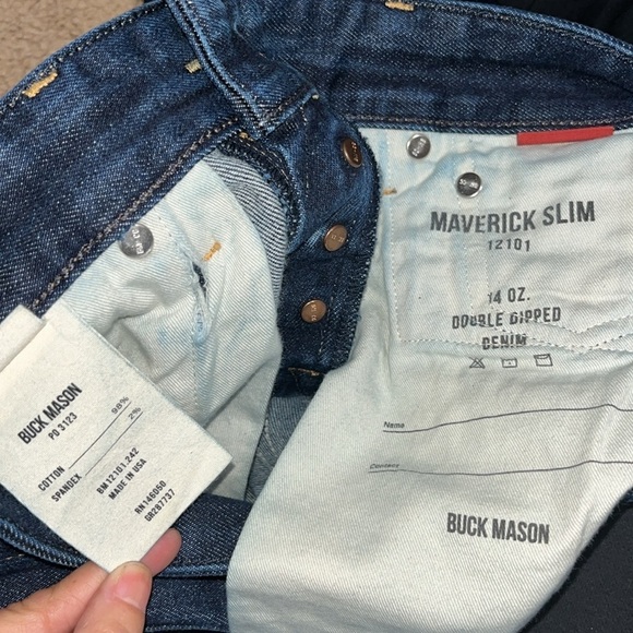 Buck Mason 12101 Maverick Slim Double Dipped 14oz. Denim Blue Jean 29 x 30 - Picture 8 of 9